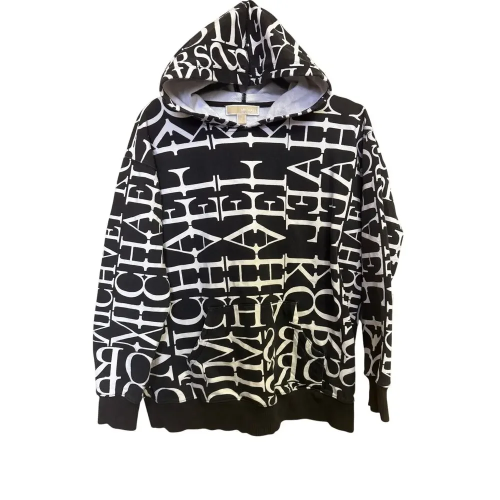 michael kors black and white hoodie womens medium